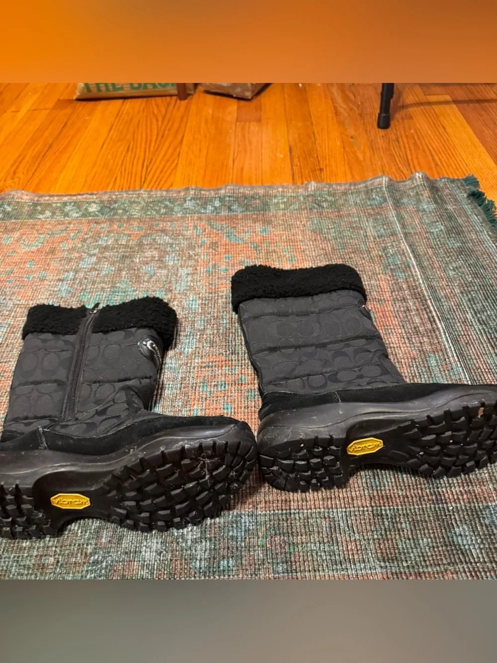 Coach Black Winter Boots with Faux Shearling